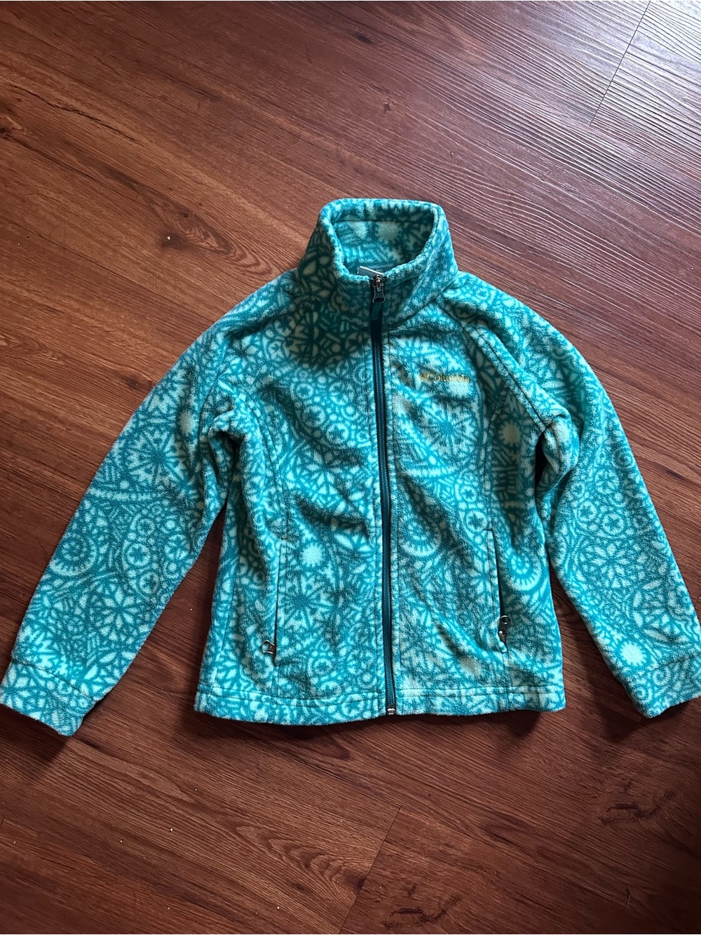 Columbia Teal Patterned Fleece Jacket